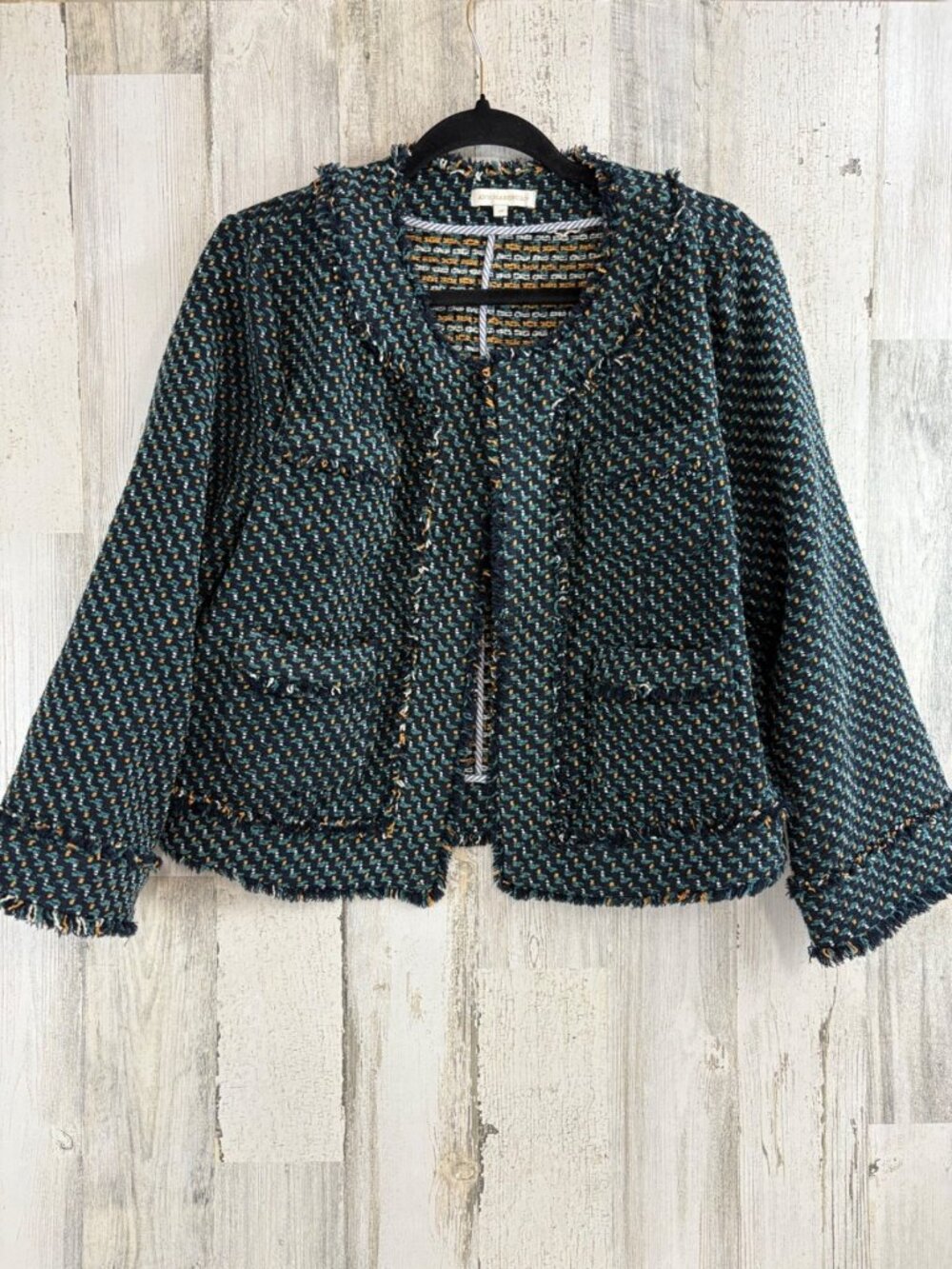 ANN MASHBURN Size M Kiki Cardigan Navy Tweed Lady Jacket